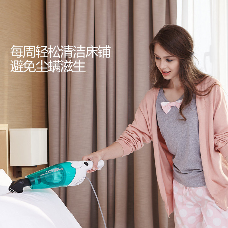 德尔玛家用精品大功率手持推杆小型强大吸力地毯宠物毛头发吸尘器