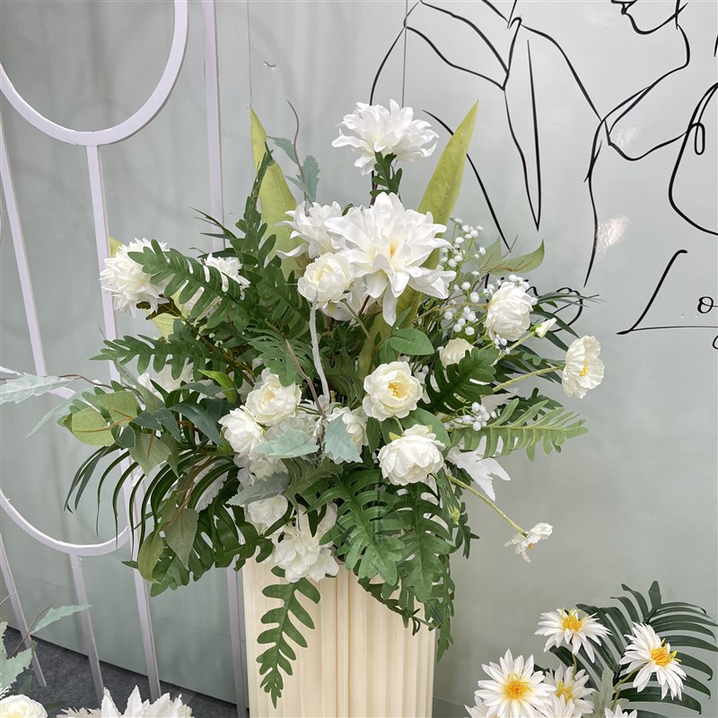 新款婚庆大款地排花仿真绢花森系装饰尤加利花排T台路引婚礼花艺