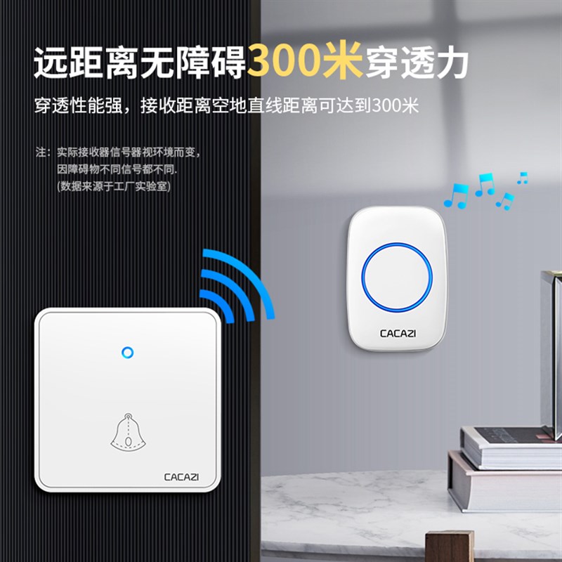 家用无线电子遥控门铃8型大板开关按钮一拖一远距离防水呼叫器