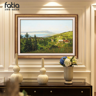 入室玄关装饰画山水风景客厅沙发背景墙挂画欧式餐厅书房画博登湖