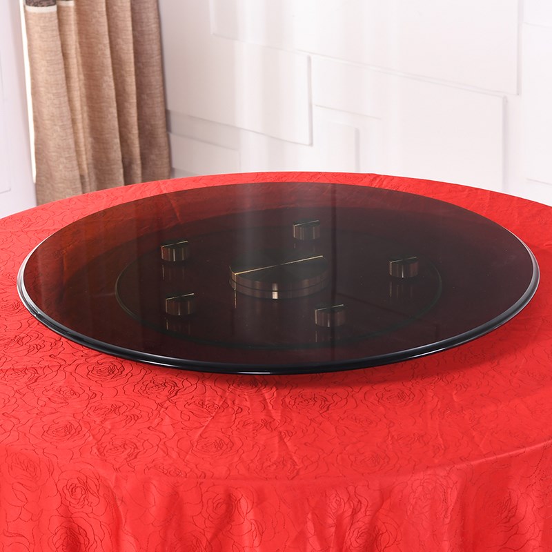 玻璃转盘钢化茶色旋转底座圆形餐厅酒店面板饭桌餐桌家用转台