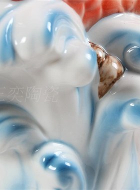 鲤鱼花瓶珐琅瓷送礼花瓶摆件简约现代陶瓷实用家居工艺装饰品
