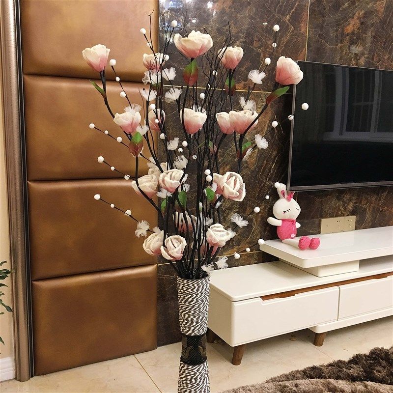 仿真花假花干枝玉兰花客厅摆件落地装饰品室内家居饰品塑料花
