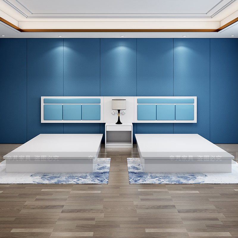宾馆家具床客房床公寓酒店床简约现代酒店单人大床标间床全定制