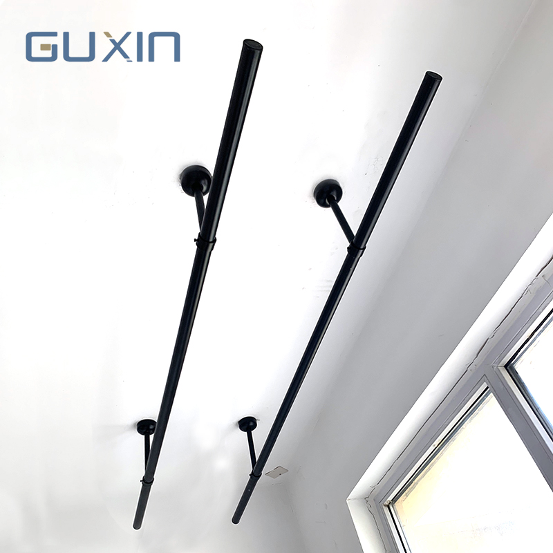 固信阳台不锈钢固定晾衣杆晒衣架晒衣杆32加粗单杆挂衣杆烤漆黑色