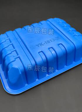 1813-D4蓝色1000个大平鱼打包盒 海鲜水产冷链配送包装生鲜托盘
