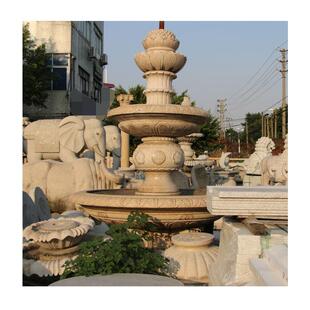 庭院白色日式南雕海桂城里水欧式石流景水LHH喷家泉居区流水水钵