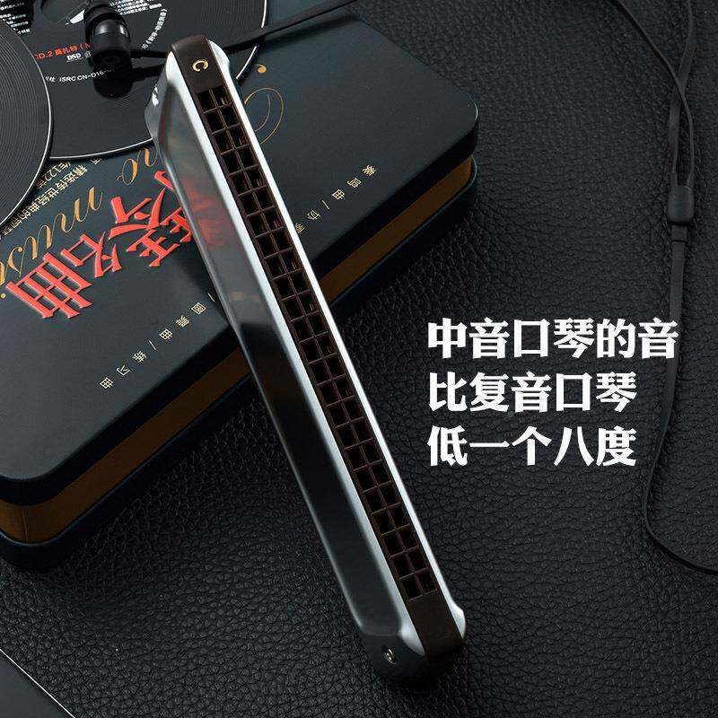 孔声2半4孔中音C口琴HWR#调口音簧成进人乐队音阶乐器C调24孔口琴