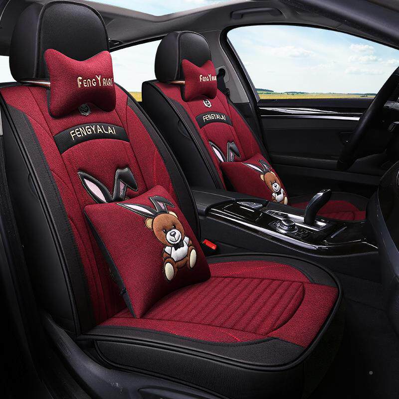 -峰雅莱AM12经典车亚麻汽坐垫耐全包透气ENV磨卡通可爱座垫四季座