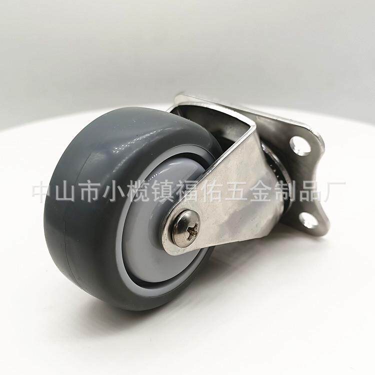 中型型轻万向向轮TPR静音脚1.5寸固轮拖车滑轮轮推车家具脚手架耐