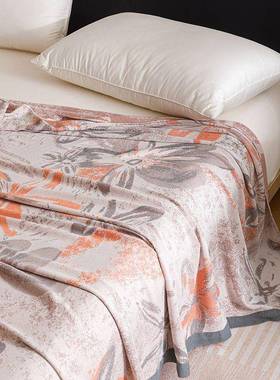 被居轻办公UTF室盖毯奢复家古柔滑竹纤维双层纱布冷感毯毛巾床上