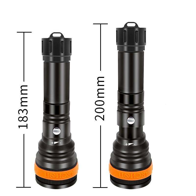 新品D13U潜水灯 可变焦 调焦防水手电筒 水下摄影补光灯 潜水手电