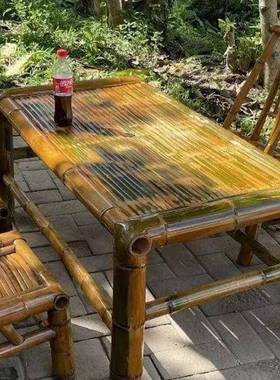 宿民老竹编桌椅竹桌子竹桌椅庭院休茶闲竹几竹式桌竹椅围炉煮NNO