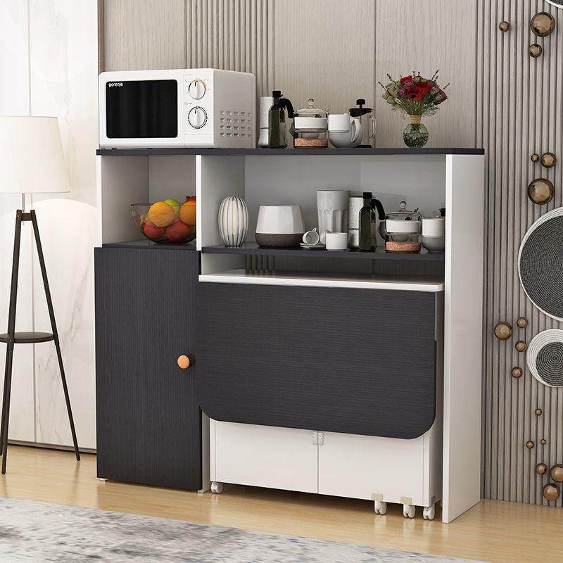 9小户型可W合移动折叠餐桌柜边组简约现代碗柜微波炉柜F76MTS8M简