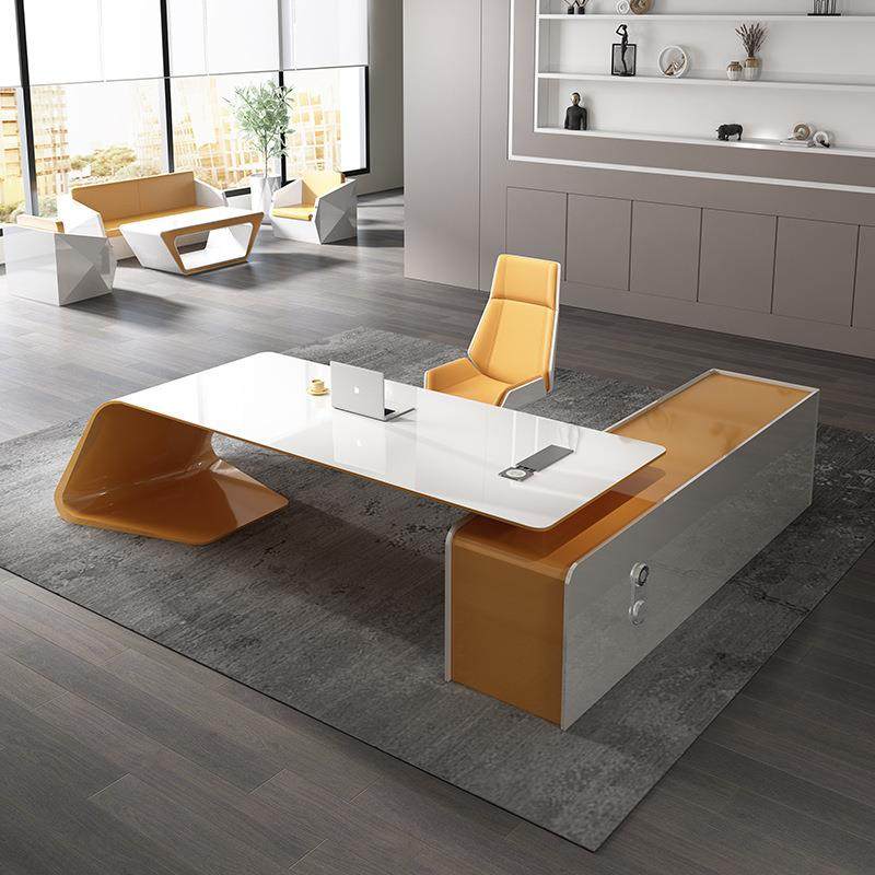 烤漆办公桌老板YS-10121桌简女约现代大主班台总裁桌经理公桌管办