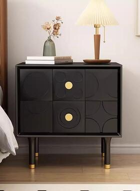 f边E创意床头柜简约现代复风x-4545床柜中古风储物小柜L子雕花床