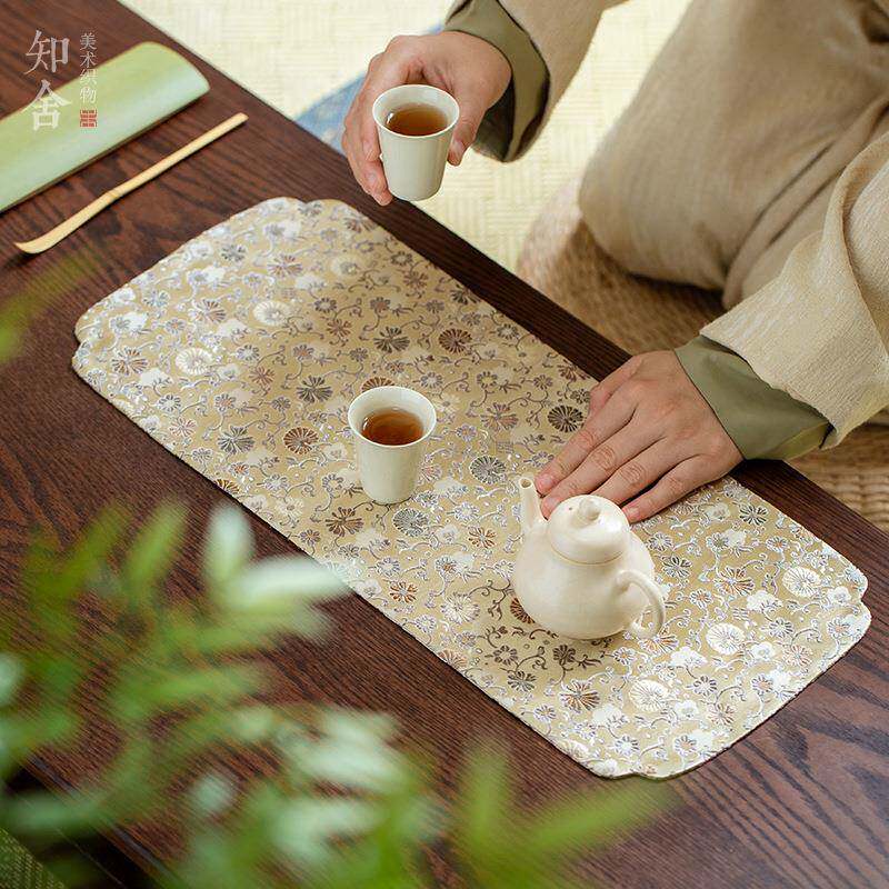 知舍锦缎皇菊纹形棠茶席泡中海式干席桌垫双面桌布AL679986茶具菱