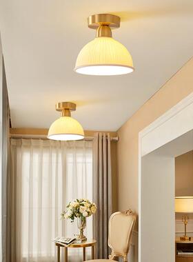 日式约过简道灯白色色奶油走关廊灯BYK复古入户天花玄衣帽间门厅