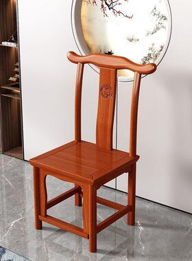 实木椅中式茶古餐厅家用RQX办公酒仿店子饭店牛角椅靠背官帽椅几