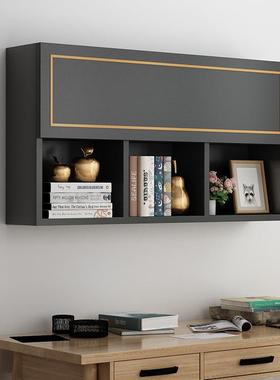 挂墙书架书墙上物架墙壁挂式吊柜实墙木轻AST奢创意房卧室面壁置
