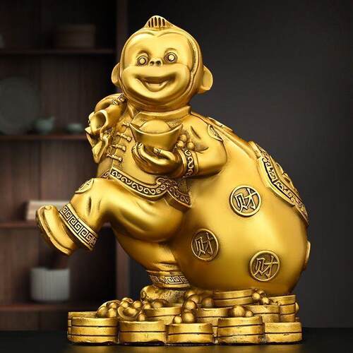 金纳财摆十二生肖属相猴金猴猴献宝工背钱袋猴艺金猴纳财品桌面饰