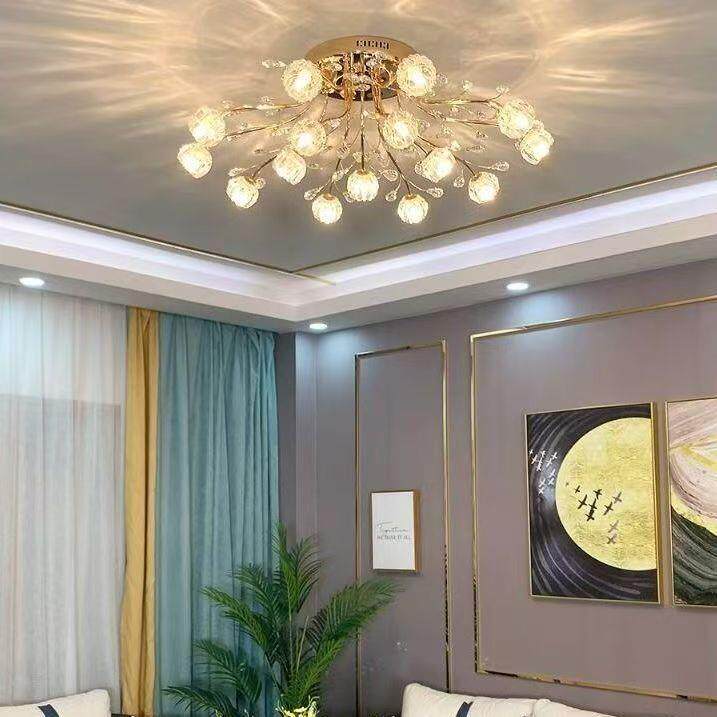 新款水晶客灯吸顶灯现37022代简约灯式房间卧室餐厅厅全屋灯美具