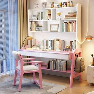 实木书桌学家用XXX书公架一体桌电脑童办桌生家用学生写字台儿学
