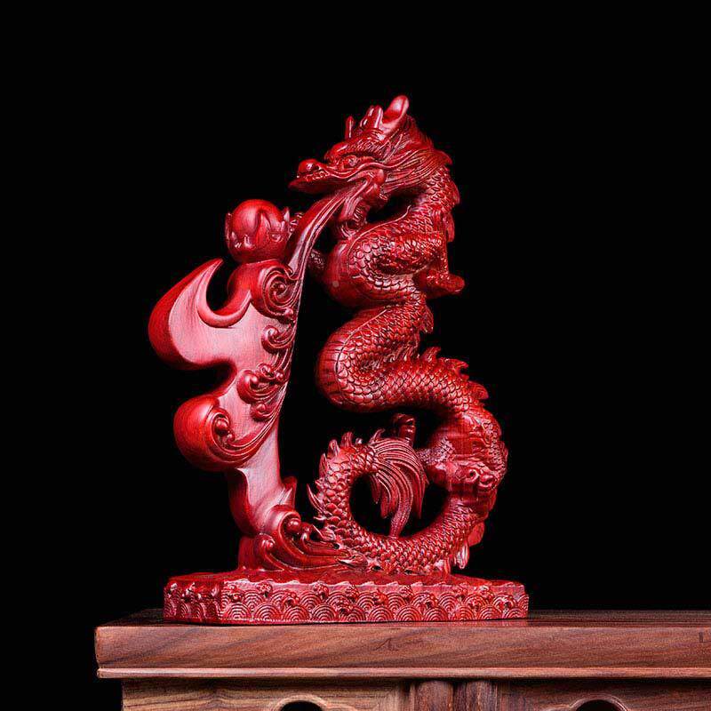 实龙摆件招财木雕龙家居装饰十二室生肖办木公吉祥物龙IYH摆龙设