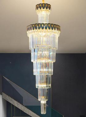 别墅客梯水晶灯复楼式楼梯长吊158灯欧式厅楼灯中楼大吊灯