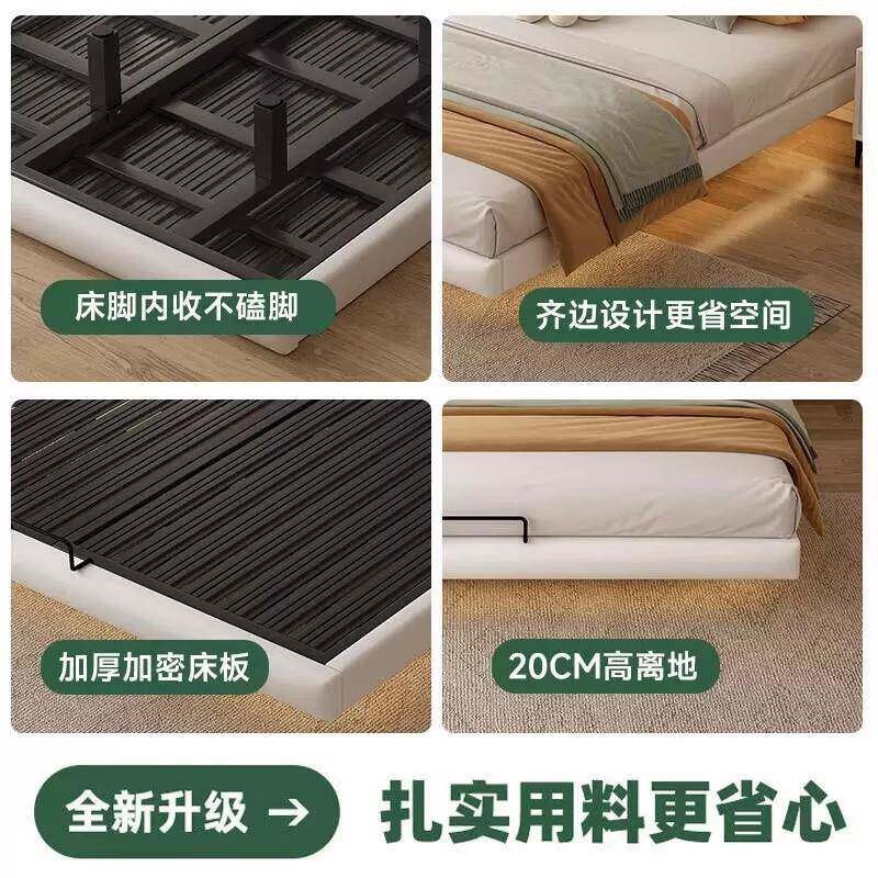 铁无品牌/艺浮床现代简约主卧家悬1米8双人用床榻米无榻床头排骨