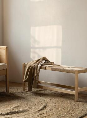 MUMO木墨编织长凳桃木黑胡桃厅木客茶室实GDO木家樱具