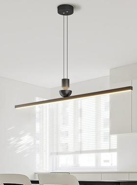 现代简约艺术吧台创个性GBA一字条长灯新款网红可升厅降饭意餐厅