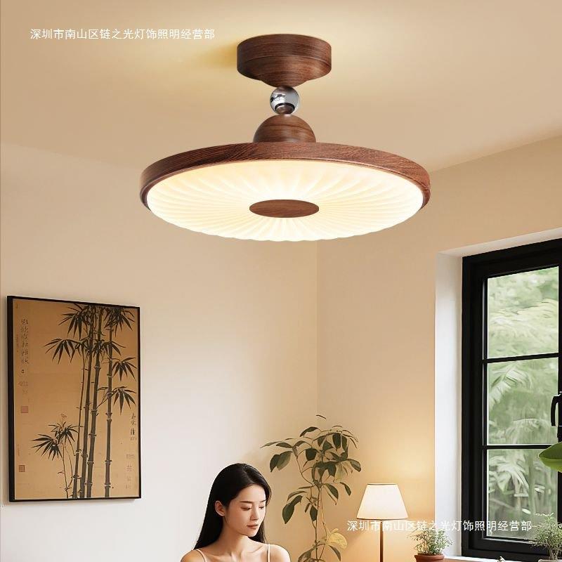 餐厅灯风扇灯隐超形简约木纹薄吊扇静音护眼电扇无品牌/一体灯顶
