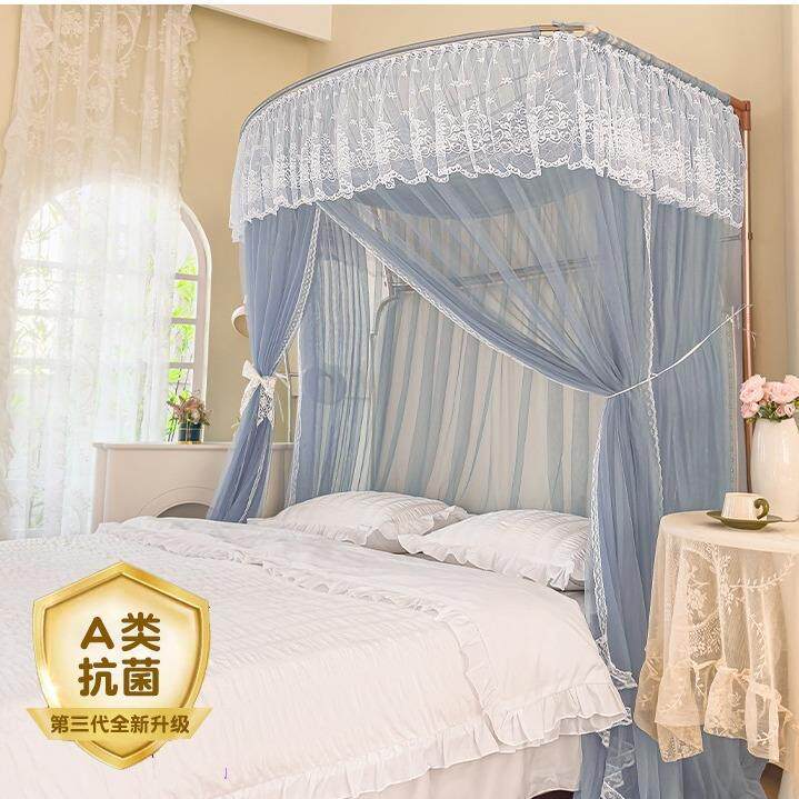 u型伸缩落地式蚊帐装家用卧室粗0B762091925新款免安公主纹账支架