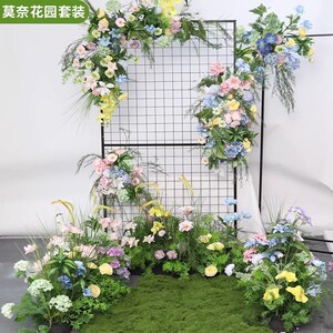 莫奈橱窗美陈花艺布置商场活动摆件婚礼迎宾区布置森系地排花挂花