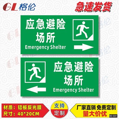 应急避险场所标识牌紧急避难场所方向指示标志牌防灾防震安全通道