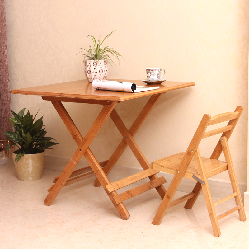 楠竹折叠桌餐桌家用便携式折叠式方桌圆桌吃饭桌子简易餐桌椅