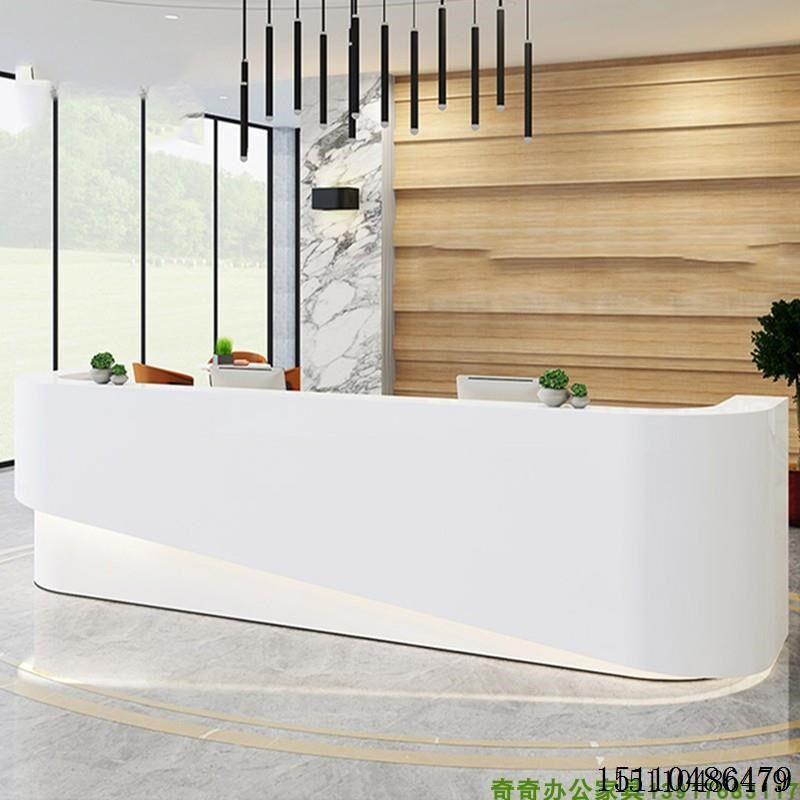 公司前台收银台烤漆前台接待台弧形办公咨询服务台吧台柜台定做