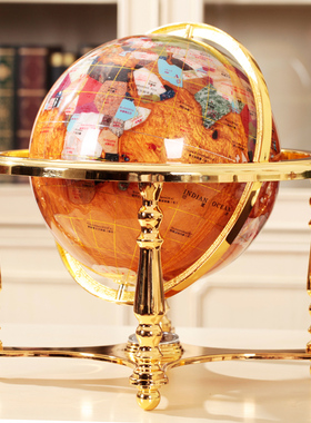 铜珍珠宝石 万向地球仪32cm大号 办公家居饰品工艺品书房装饰摆件