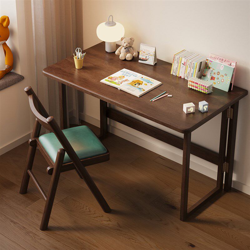 三梦实木电脑桌可折叠学生家用书桌小户型卧室写字桌子床边学习桌