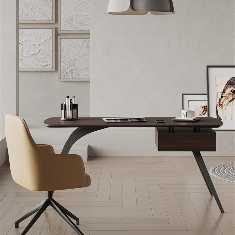 意式极简书桌现代简约小户型卧室家用办公桌设计师书房创意电脑桌