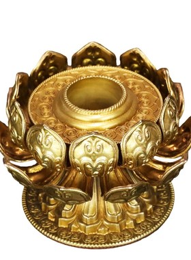 藏密坊 慧宝黄铜手摇转轮莲花底座双层片家用佛堂桌面摆件精致