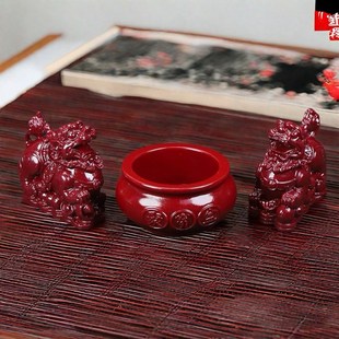 朱砂聚宝盆貔貅组合招财聚财摆件家用旺宅 饰 光紫金砂家居装