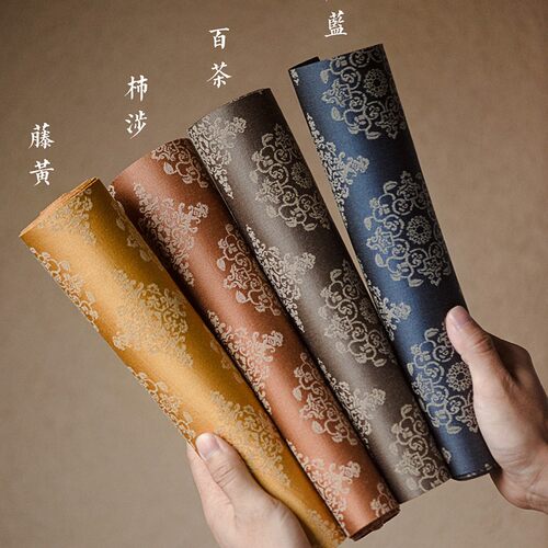 唐风织锦团花纹长茶席 中式复古典雅桌旗餐垫 百搭茶艺空间零配