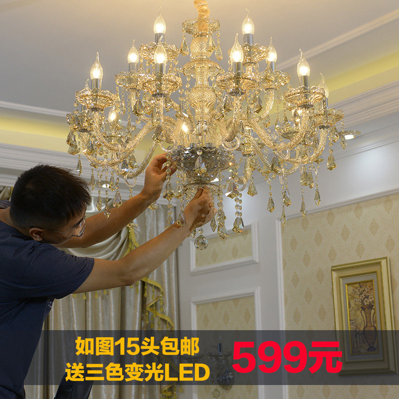 欧式吊灯餐厅灯复古蜡烛灯卧室灯大气别墅灯复式楼客厅水晶吊灯具