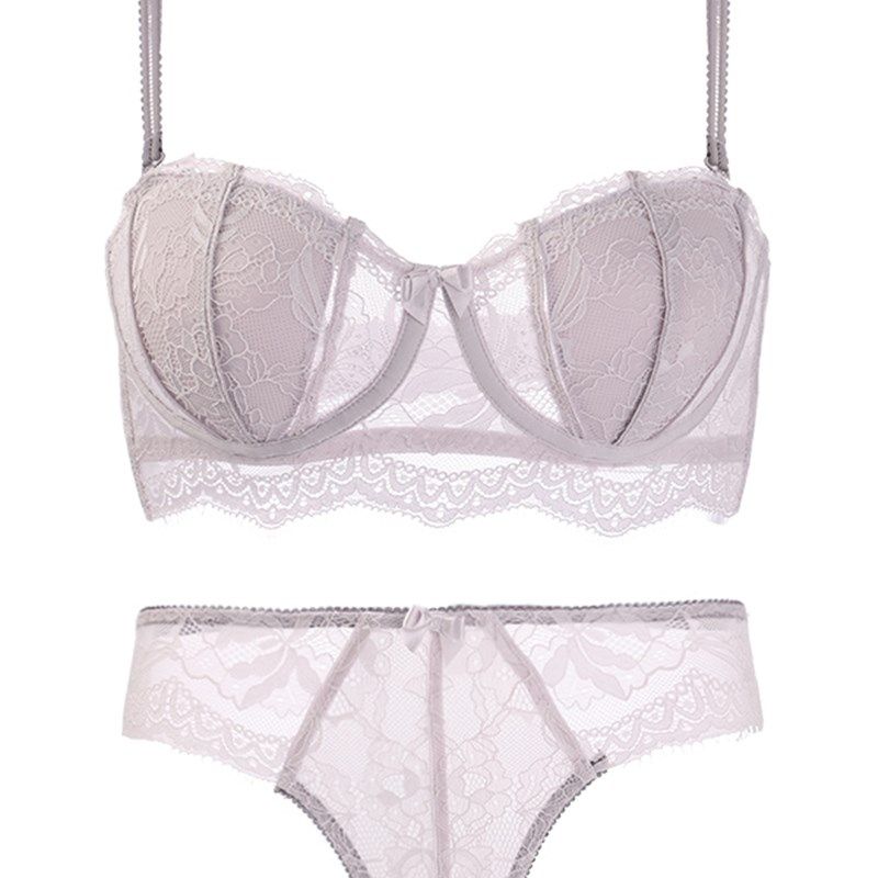 内衣女显胸小薄款神器大胸缩胸bra防下垂胸罩调整型蕾丝文胸套装