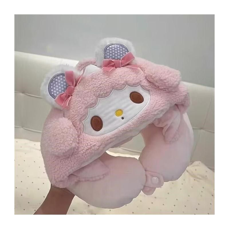 可爱卡通连帽U型护颈枕午睡枕头旅行遮光高铁坐车出行带帽子u枕女