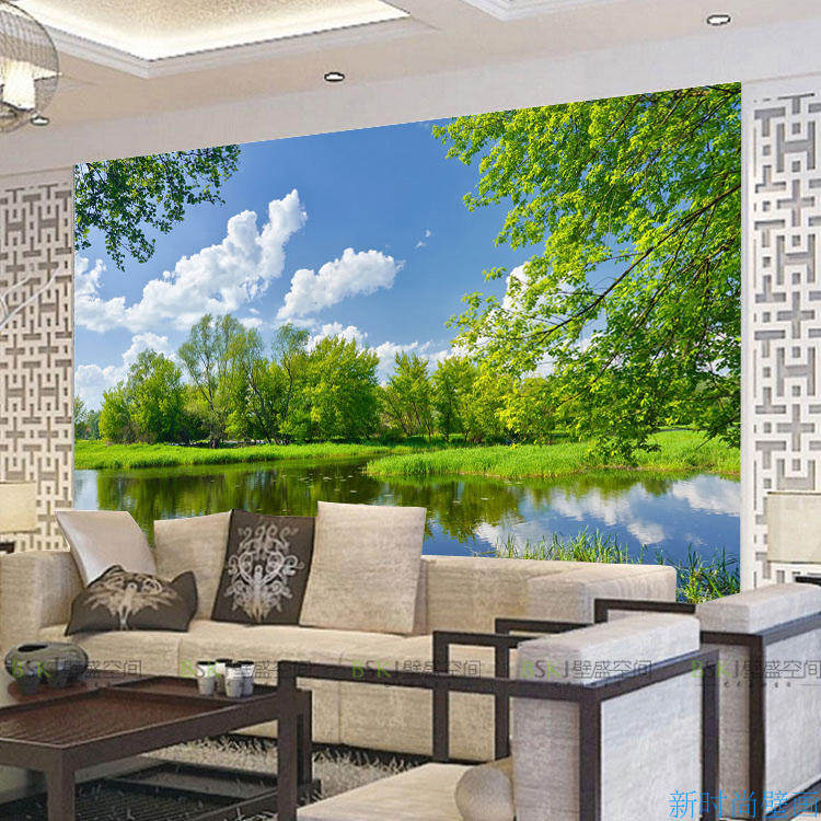 大型壁画3d立体田园风景壁纸卧室沙发电视背景墙布无缝墙纸餐厅