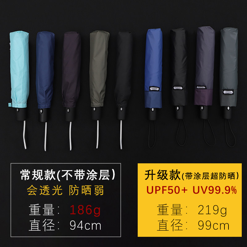 日系超轻全自动伞晴雨两用男女小清新森系复古简约纯色折叠铅笔伞