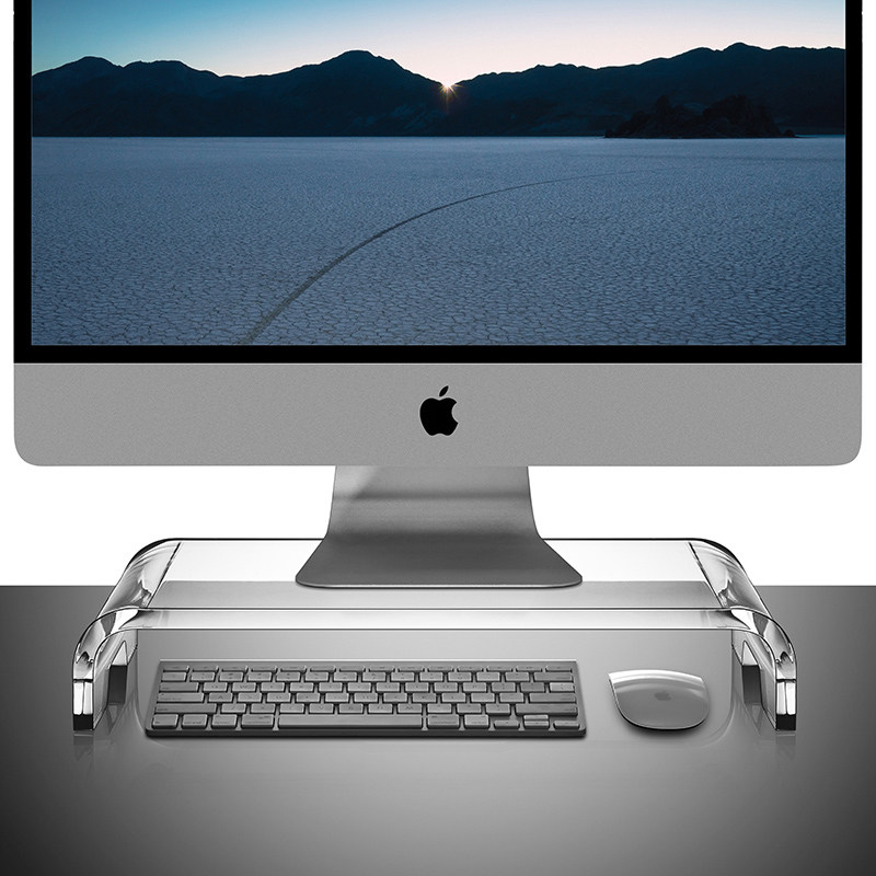 电脑增高架显示器曲面台式电脑屏幕亚克力支架双层免安装桌面定制